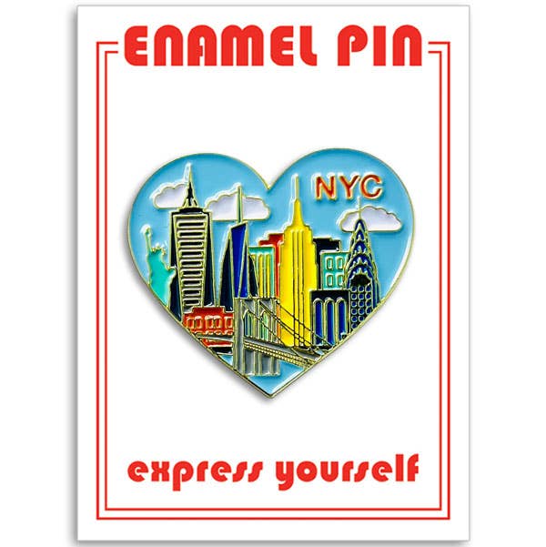 New York City NYC Skyline Heart Pin
