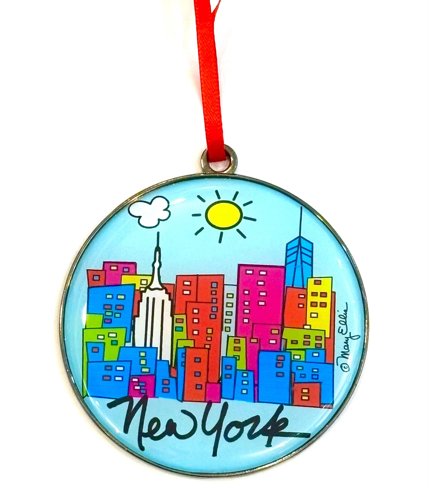 New York Christmas Holiday Dome Ornament Daytime Skyline