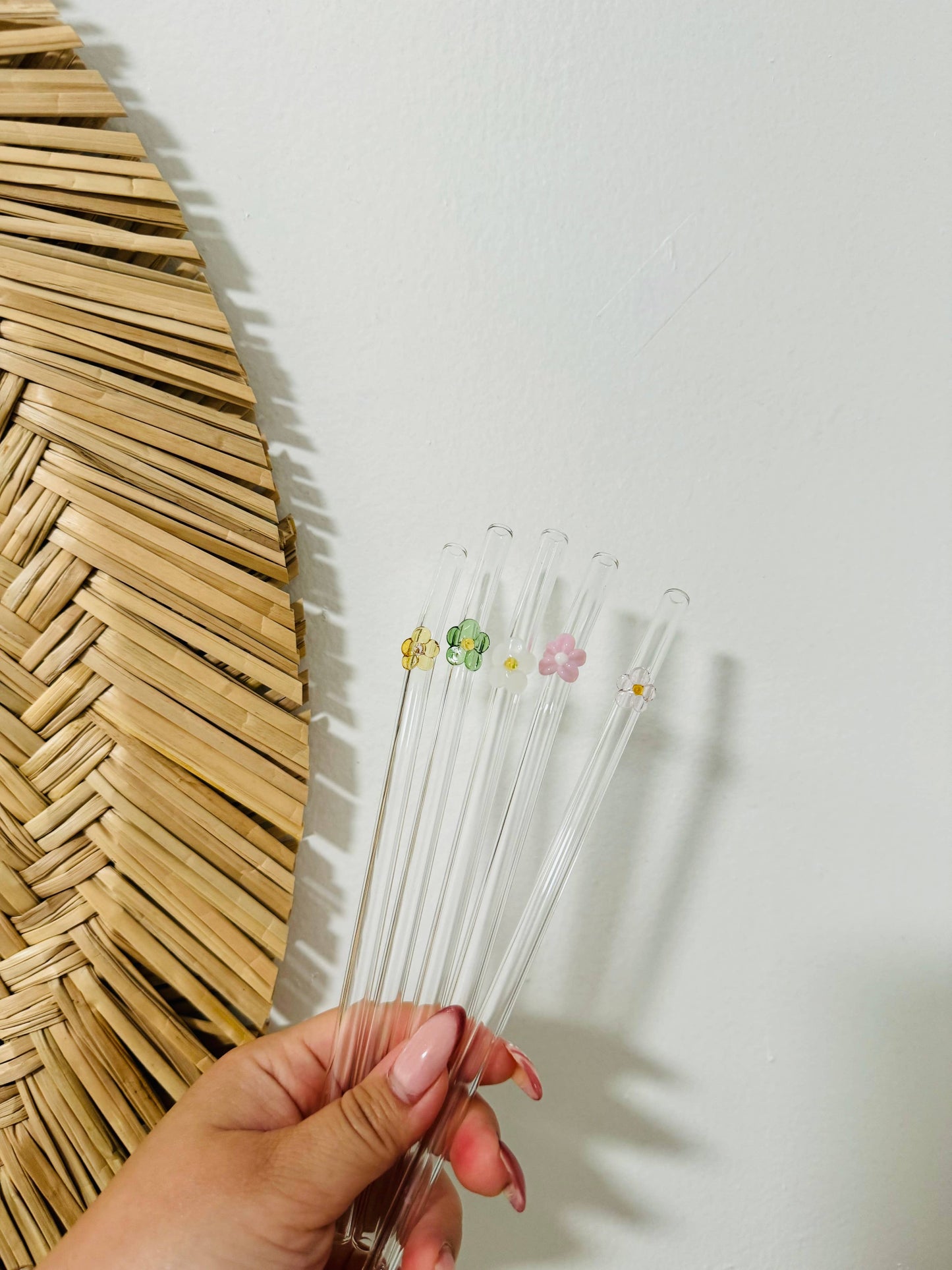 KuriArt Designs - Flower Glass Straws | Reusable Glass Straws