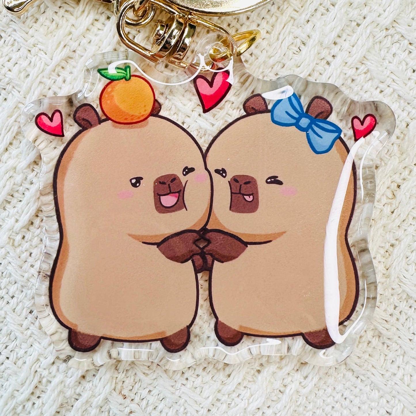CapyFun - Capybara Acrylic Keychain Cute Kawaii Dumpling Boba Tea Coffee Ice Cream Reading Orange Ramen Foodie Hot Pot Holiday Gift For Her