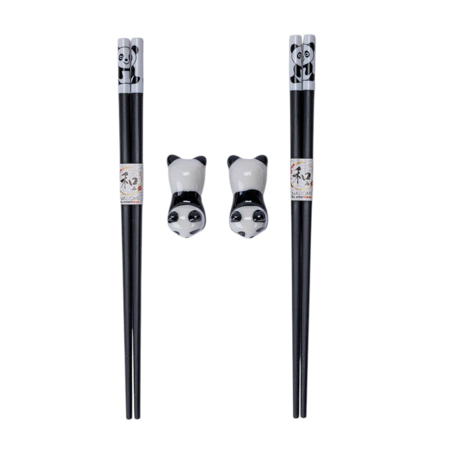 Urban Tokyo - Panda Cat 2 Pair Chopsticks and Chopsticks Rests Gift Set (1/80)