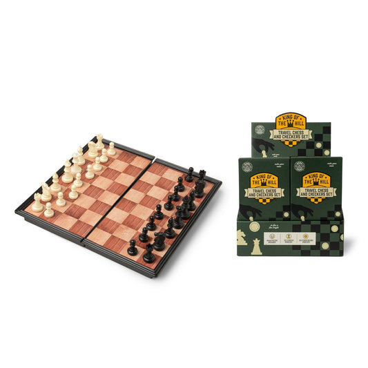 DM Merchandising - Bunk House King Of The Hill Magnetic Travel Chess & Checker