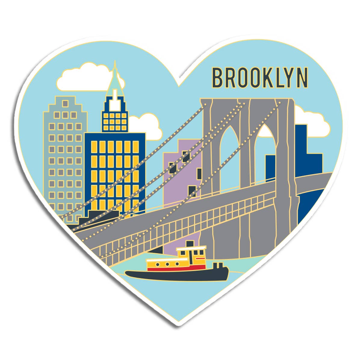 Brooklyn NYC Skyline Heart Die Cut Sticker