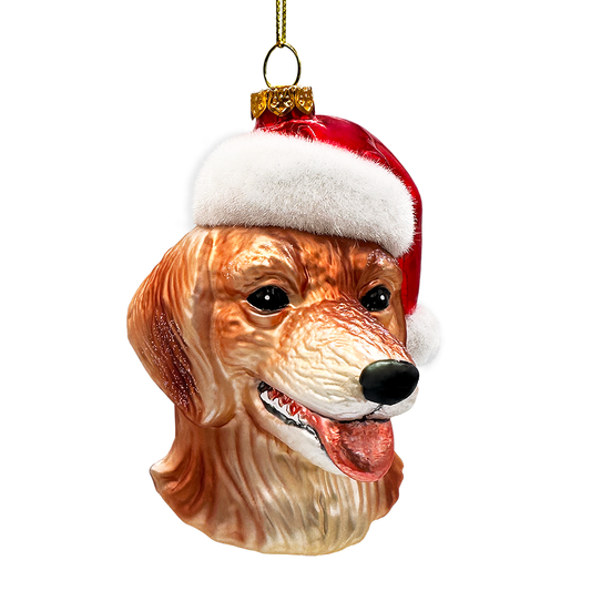 Golden Retriever Glass Christmas Ornament