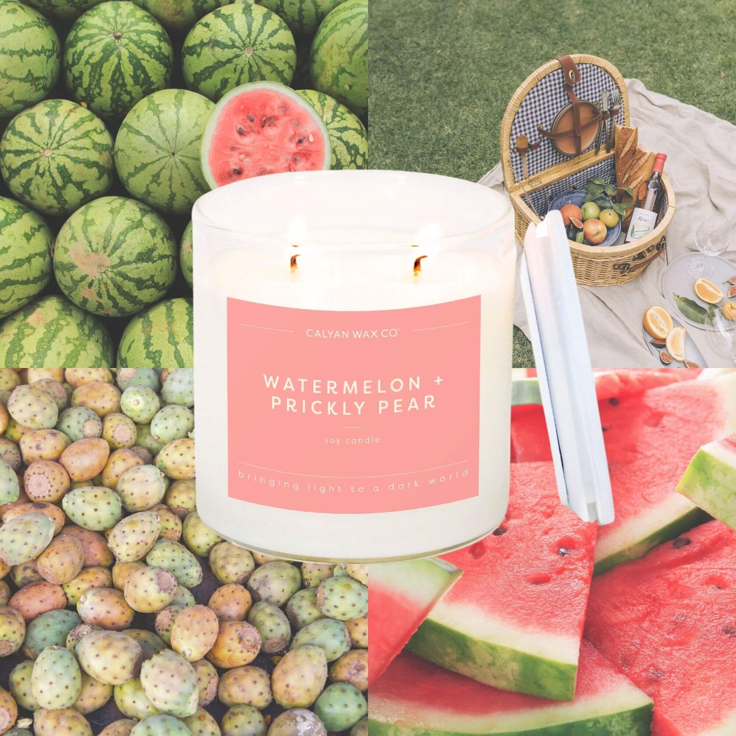 Calyan Wax Co. - Watermelon + Prickly Pear - Clear Glass Tumbler Soy Candle