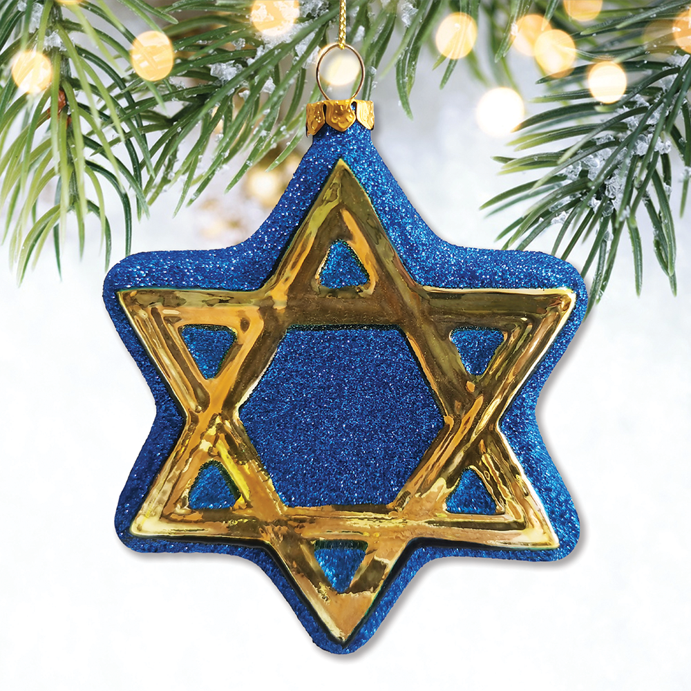 Star of David Glass Christmas Ornament, Jewish Holiday Gift