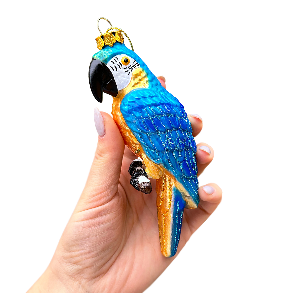 Colorful Parrot Glass Christmas Ornament