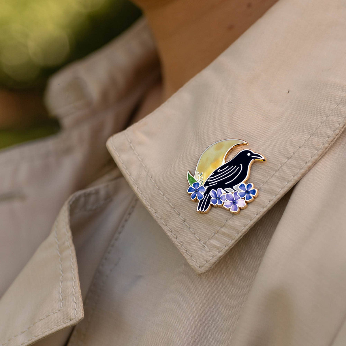 Black Raven Pin, Goth Gifts, Edgar Allan Poe, Halloween