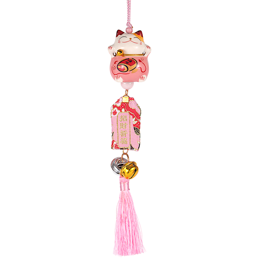 13 Inch Length Maneki Neo Lucky Cat Hanging Charm (12/120)