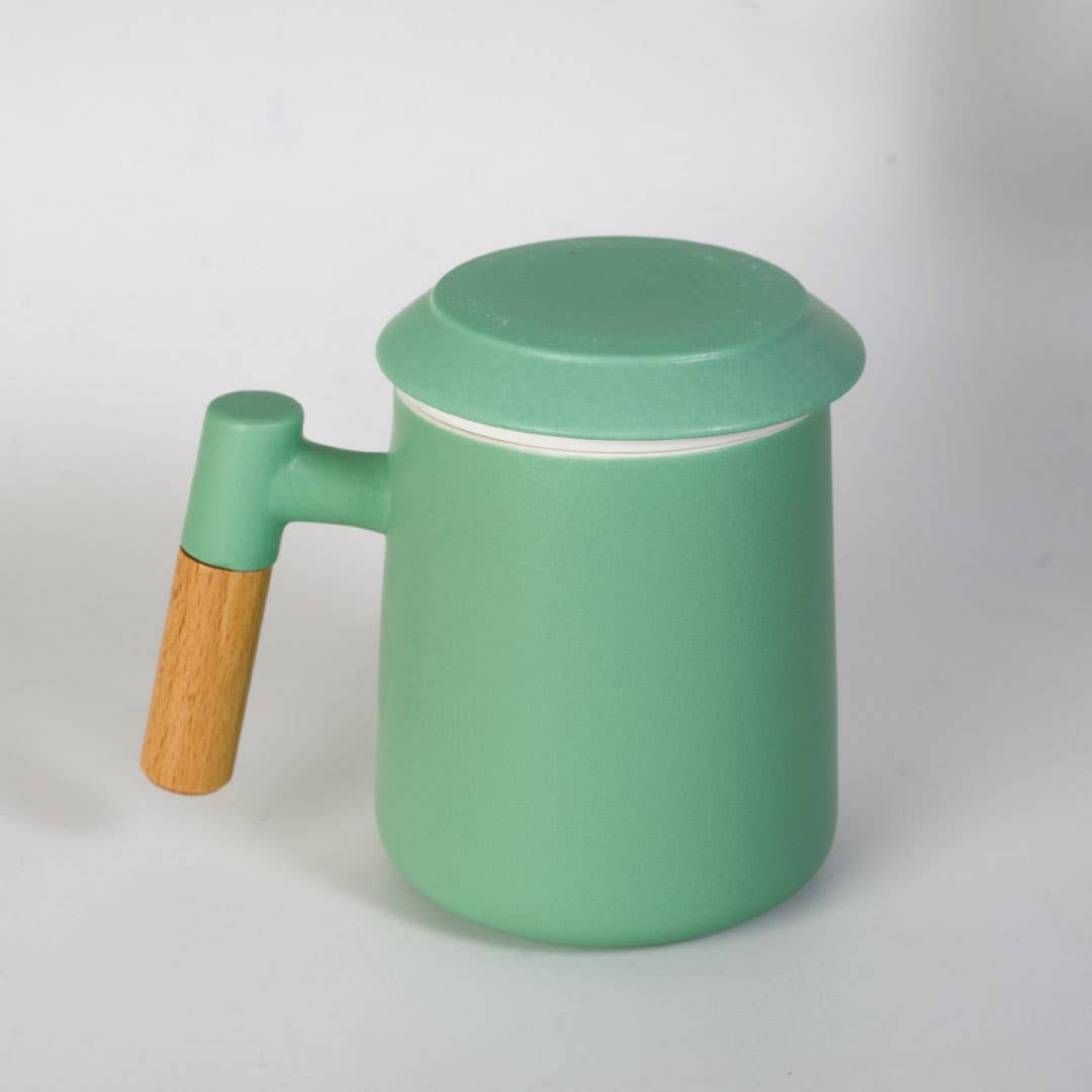 Urban Tokyo - 15oz Tea Mugs with Lid and Infuser for Loose Leaf Tea Mint Green (4/48)