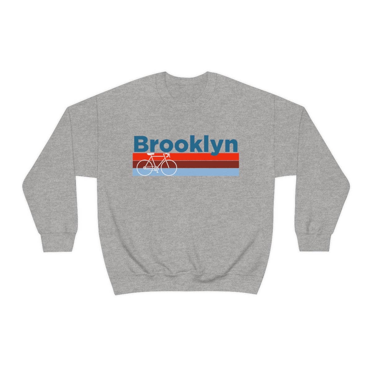 Hey Mountains - Brooklyn, New York Sweatshirt Retro Bike - Unisex Adult Crew