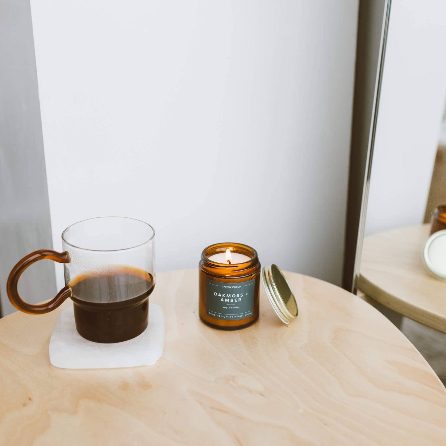Oakmoss + Amber - Mini Amber Jar Soy Candle