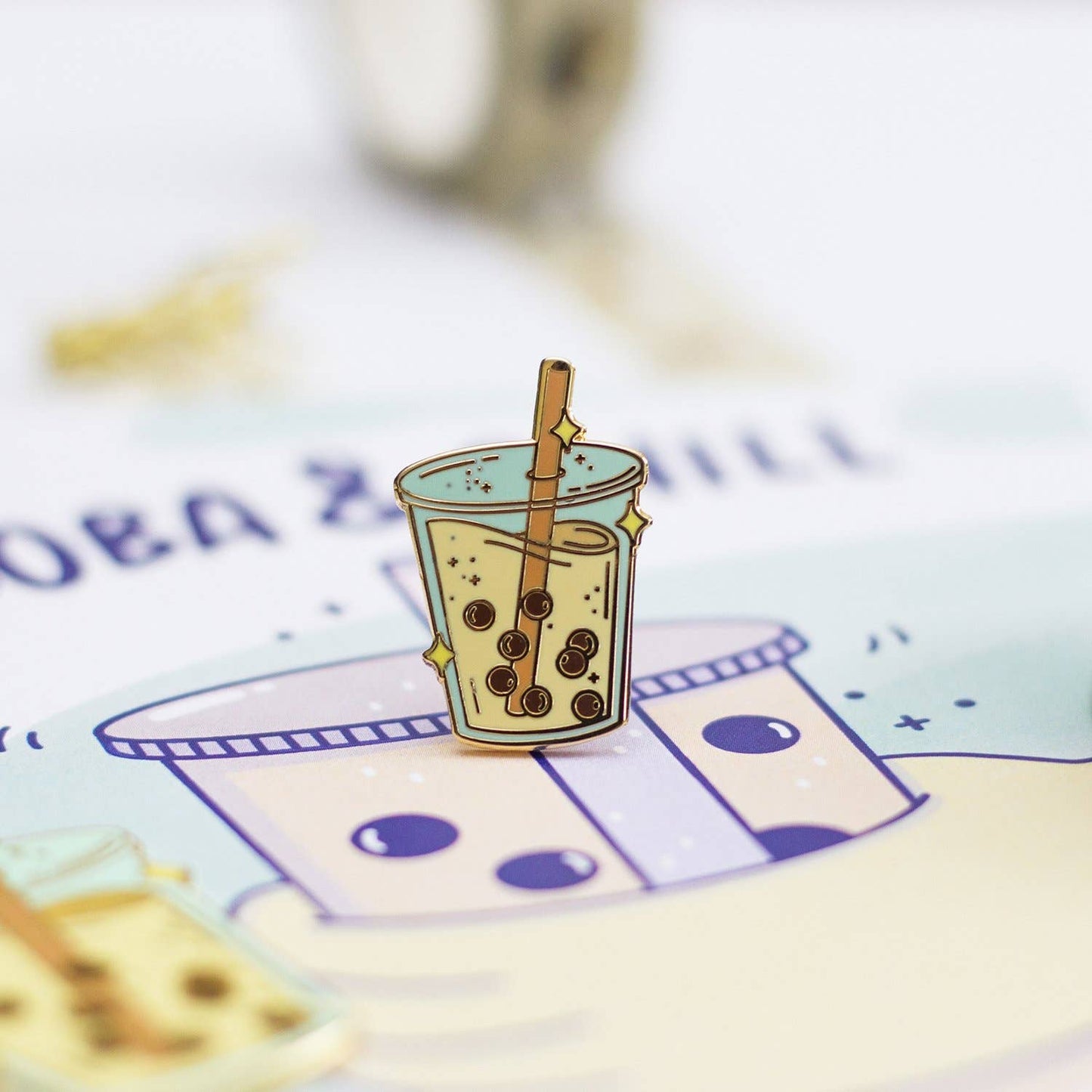 Boba Milk Tea Enamel Pin