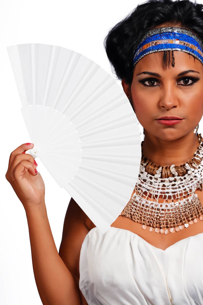 Cap Zone - White on White Hand-Held Folding Fan