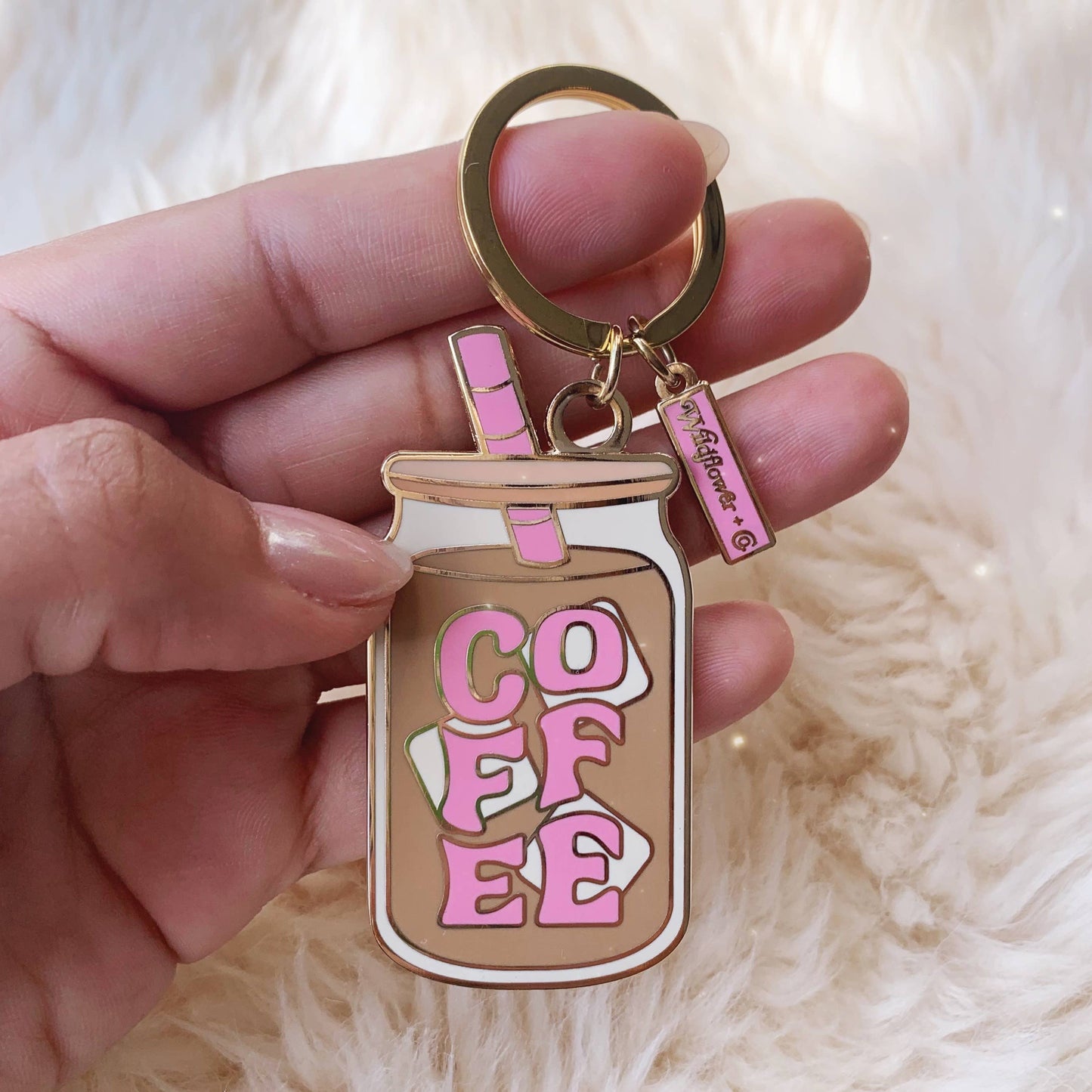 Wildflower + Co. - Coffee Enamel Keychain Stocking Stuffer