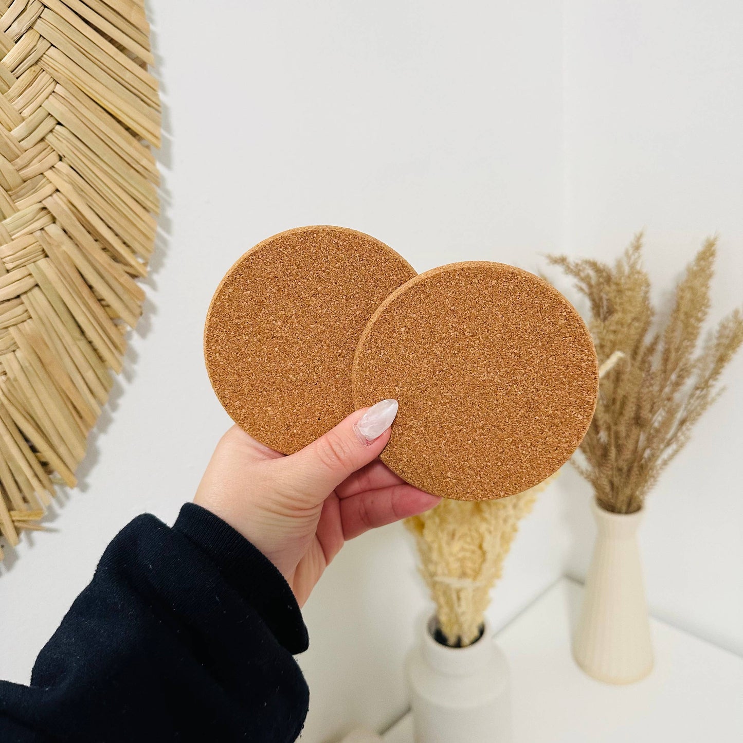 KuriArt Designs - Drink Cork Coaster | Coffee Coaster | Smiley Face Coaster