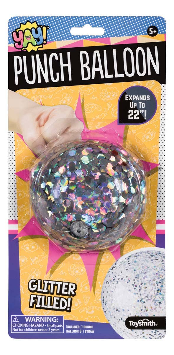Yay! Glitter Punch Balloon, Assorted Colors