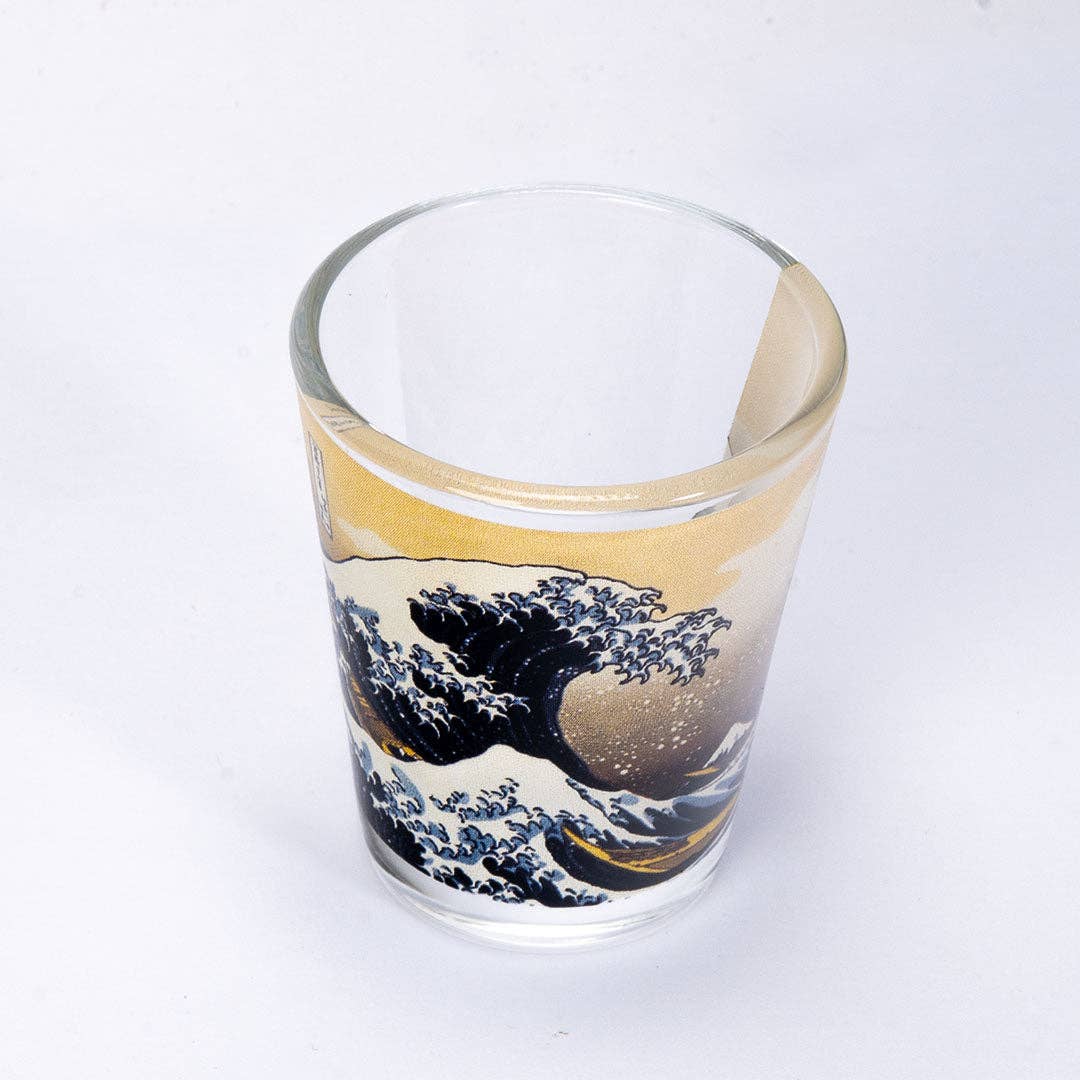 2oz 3"H Glass Sake Cup Shot Great Wave JP (1/100)