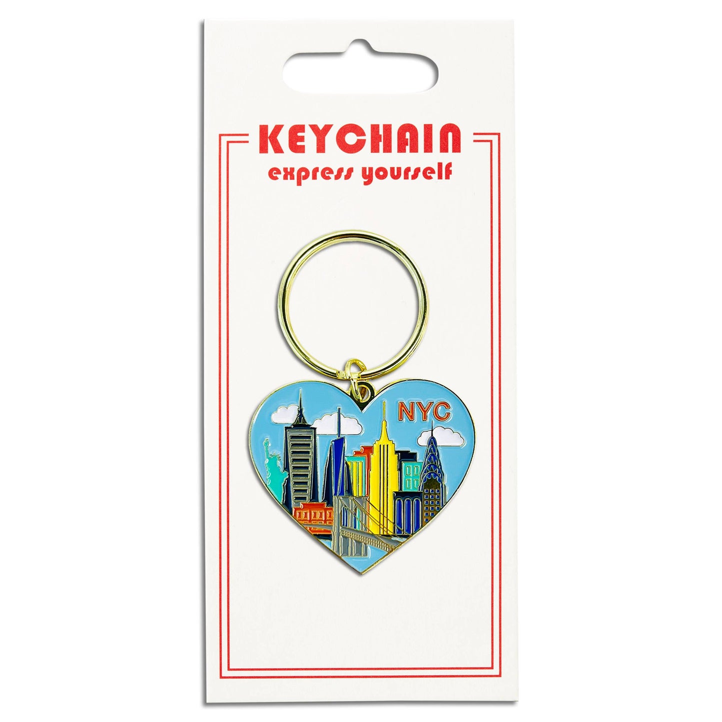 New York City NYC Skyline Heart Keychain