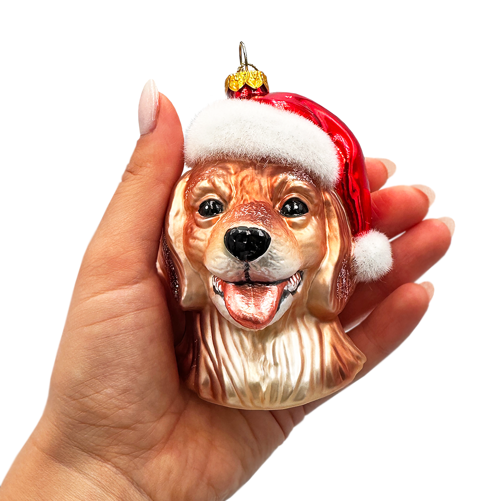 Golden Retriever Glass Christmas Ornament
