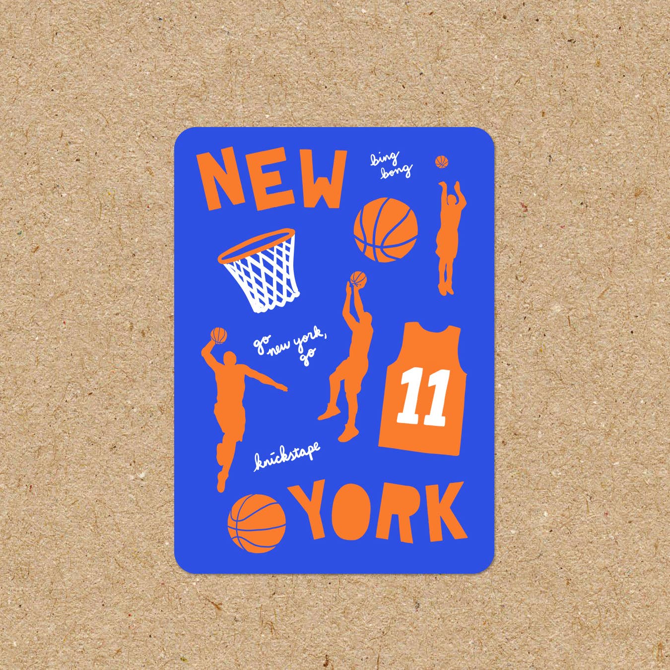 New York Basketball Silhouette Vinyl Sticker NYC Souvenir