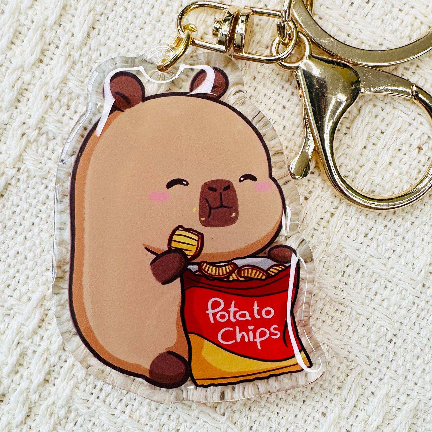 CapyFun - Capybara Acrylic Keychain Cute Kawaii Dumpling Boba Tea Coffee Ice Cream Reading Orange Ramen Foodie Hot Pot Holiday Gift For Her
