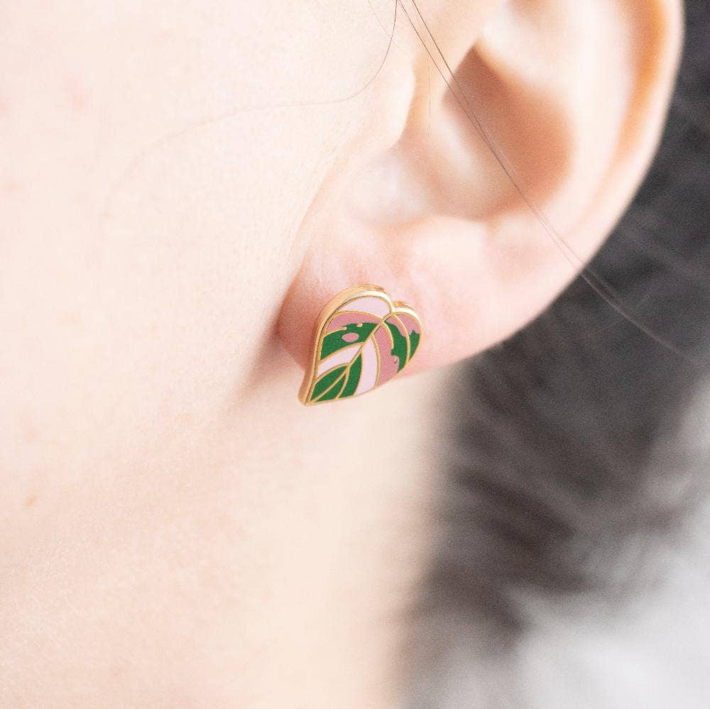 Pink Princess Philodendron Earrings