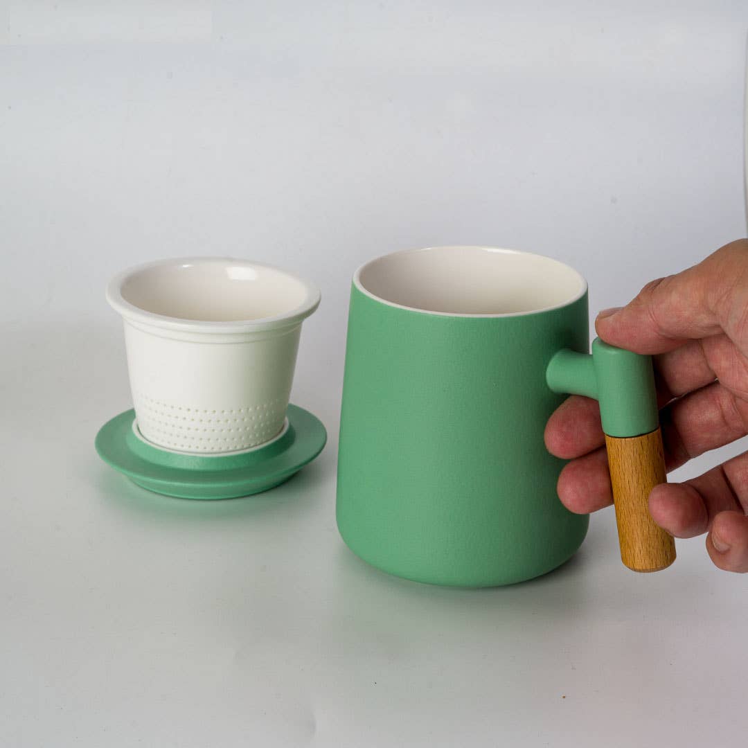 Urban Tokyo - 15oz Tea Mugs with Lid and Infuser for Loose Leaf Tea Mint Green (4/48)