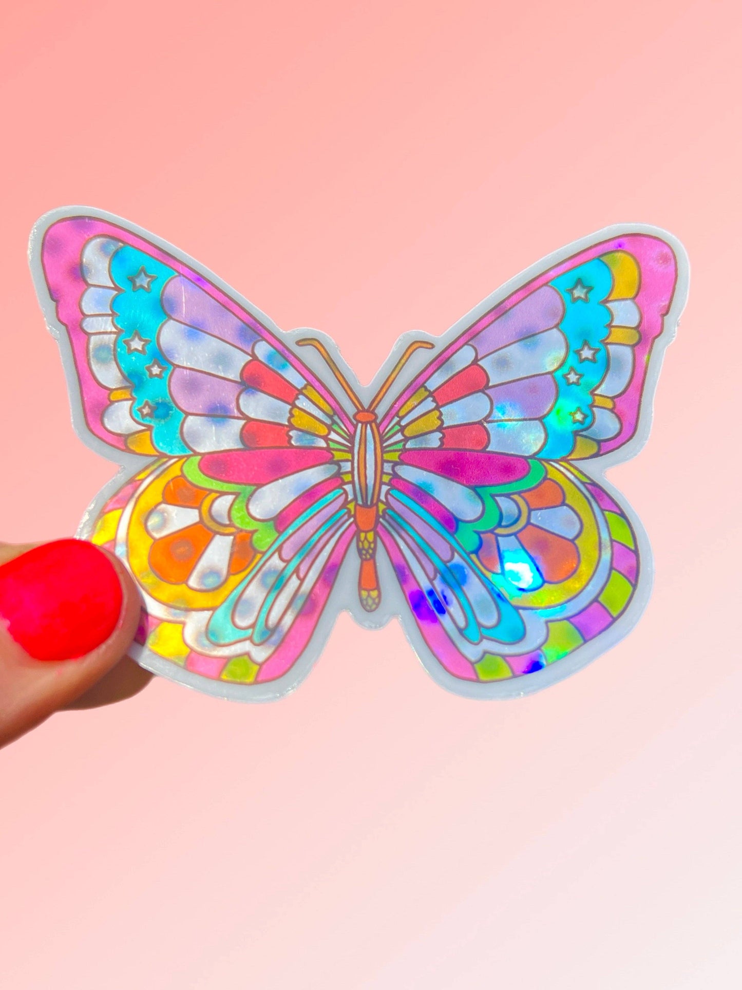 Butterfly Hologram Shimmer STICKER 4 x 3 Inch