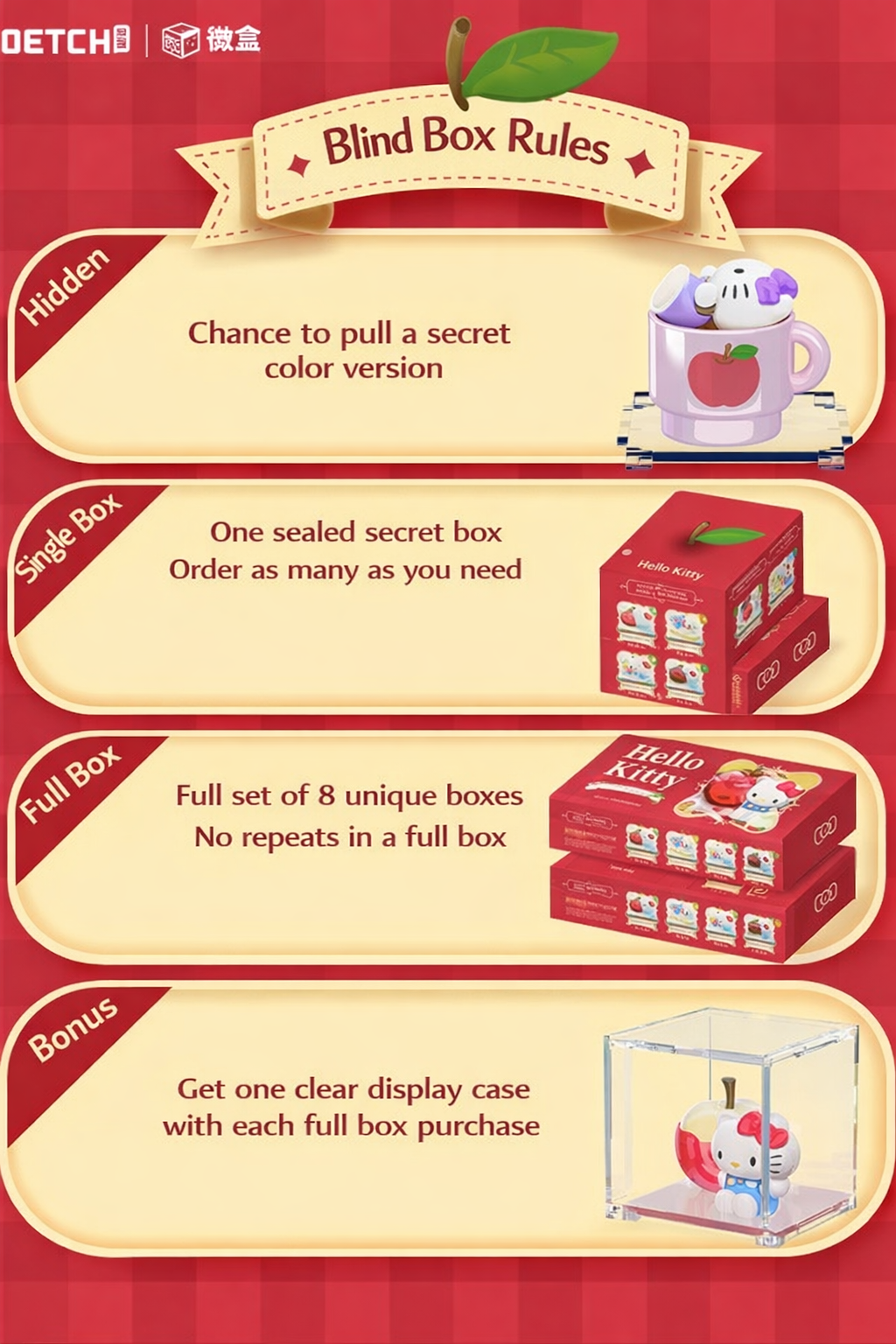 Sanrio Hello Kitty Big Apple Picnic Series Blind Figure +BOX