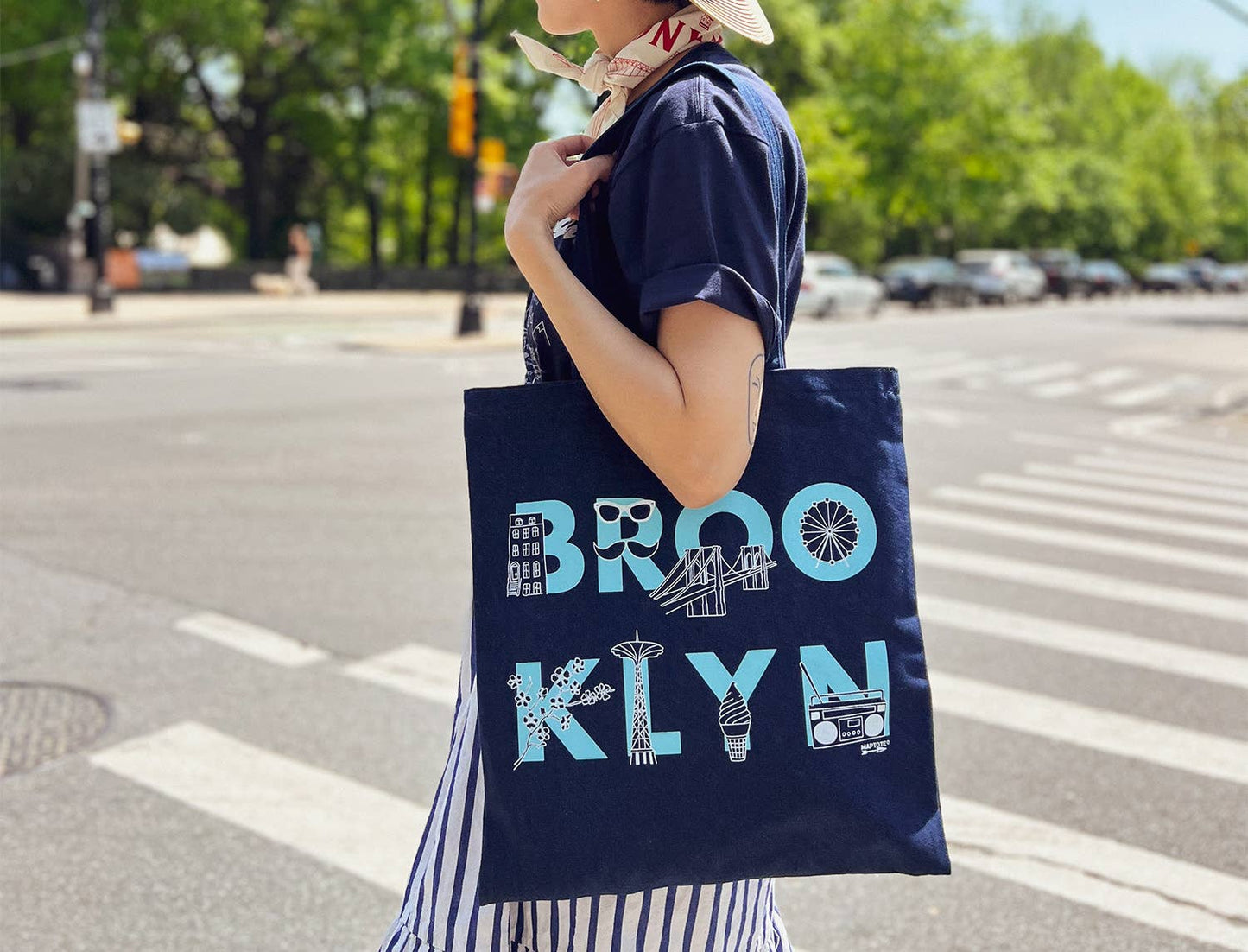 Maptote - Brooklyn Font Denim Tote