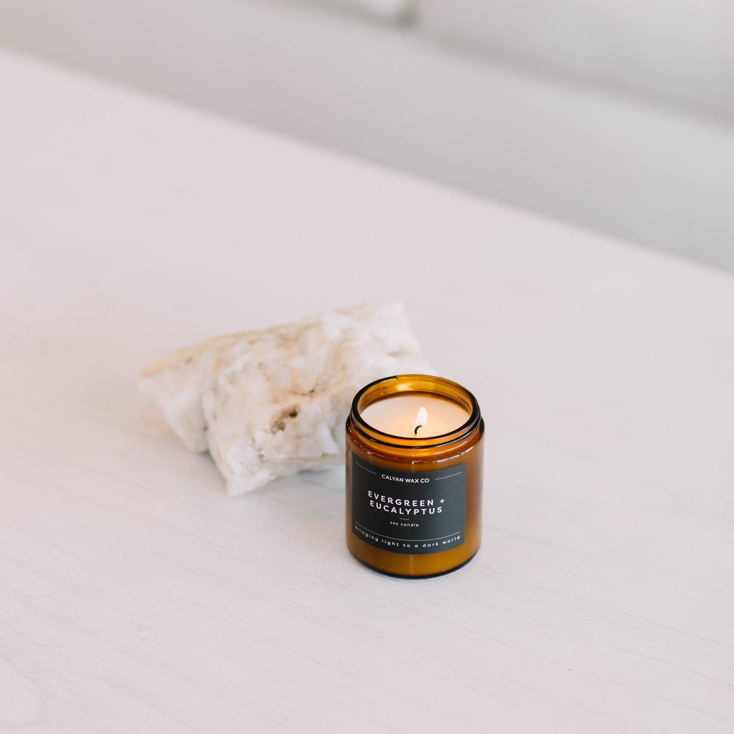 Evergreen + Eucalyptus - Amber Jar Soy Candle