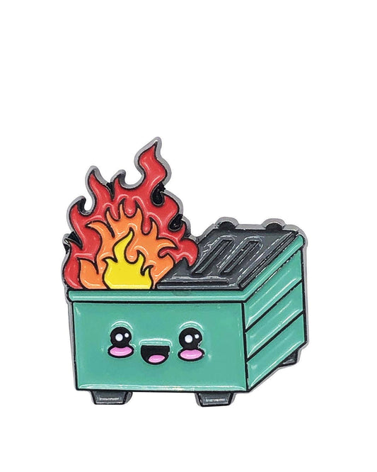 Dumpster Fire Enamel Pin with Metal Frame