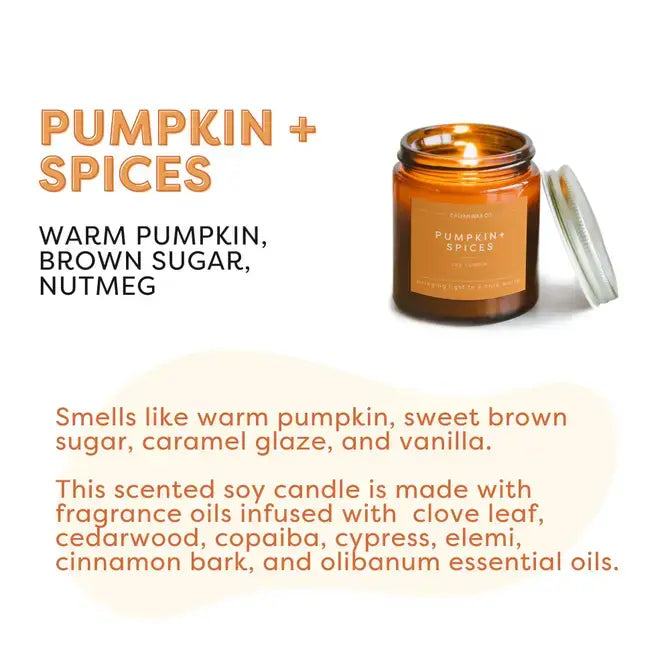 Pumpkin + Spices - Mini Amber Jar Soy Candle