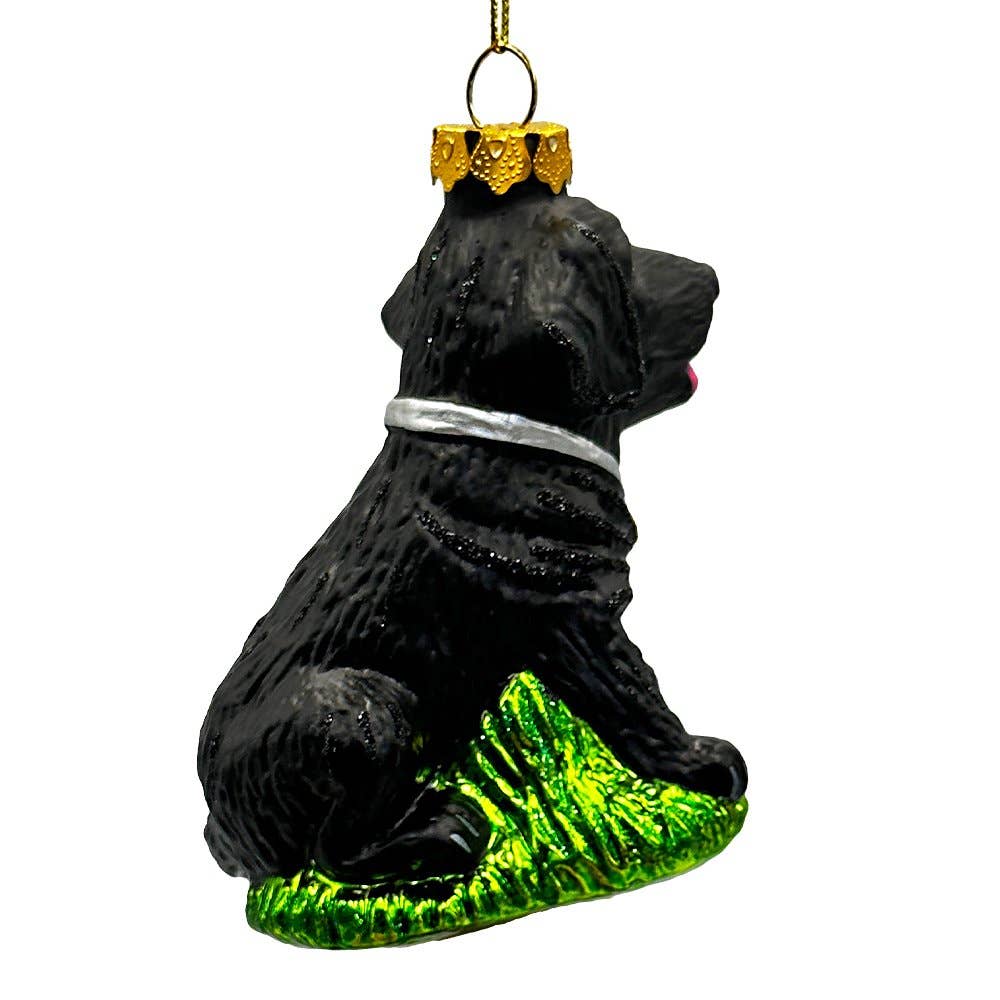 Black Lab Glass Christmas Ornament, Labrador Retriever Dog