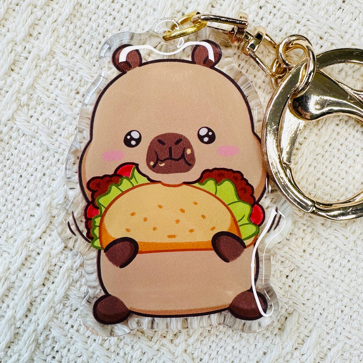 CapyFun - Capybara Acrylic Keychain Cute Kawaii Dumpling Boba Tea Coffee Ice Cream Reading Orange Ramen Foodie Hot Pot Holiday Gift For Her