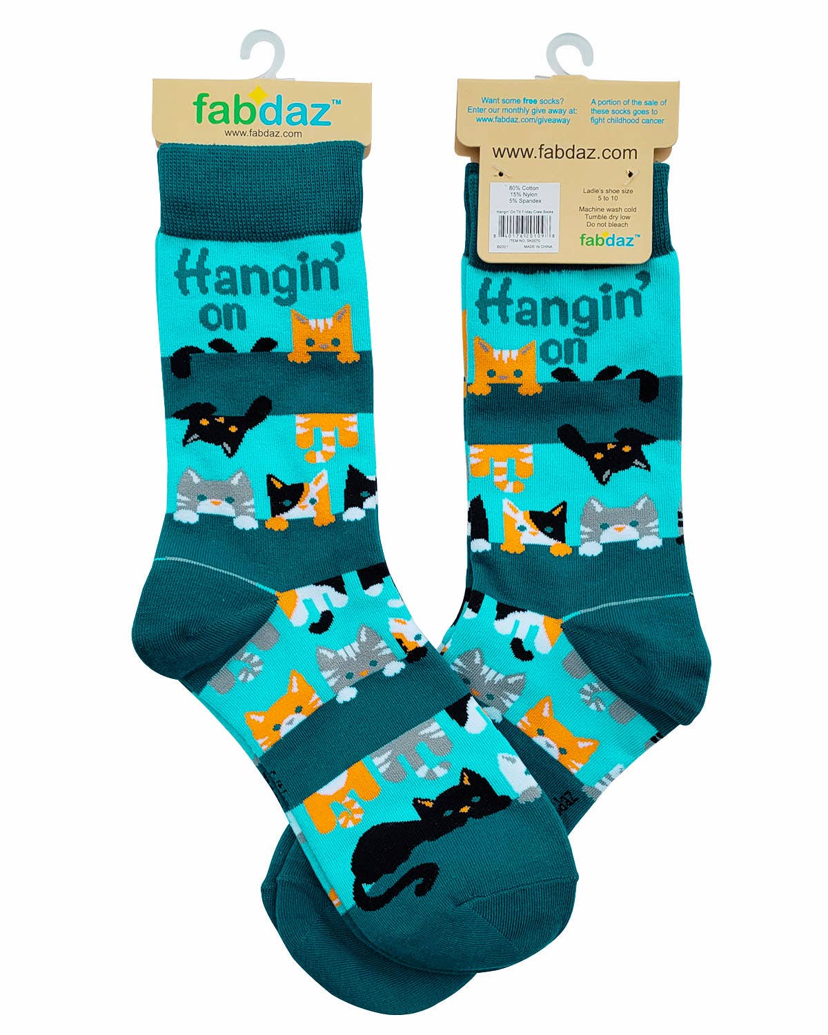 Hangin' on 'till Friday Ladies' Crew Socks Featuring Cute Ca