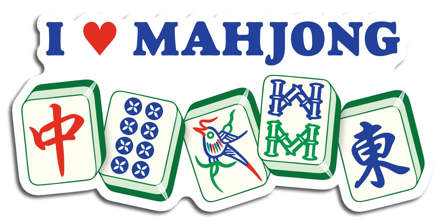 I Heart Mahjong Die Cut Sticker