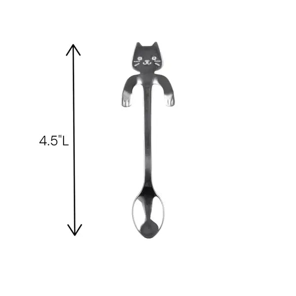 Urban Tokyo - Cat Hanging 4.5"L Tea Spoon Silver