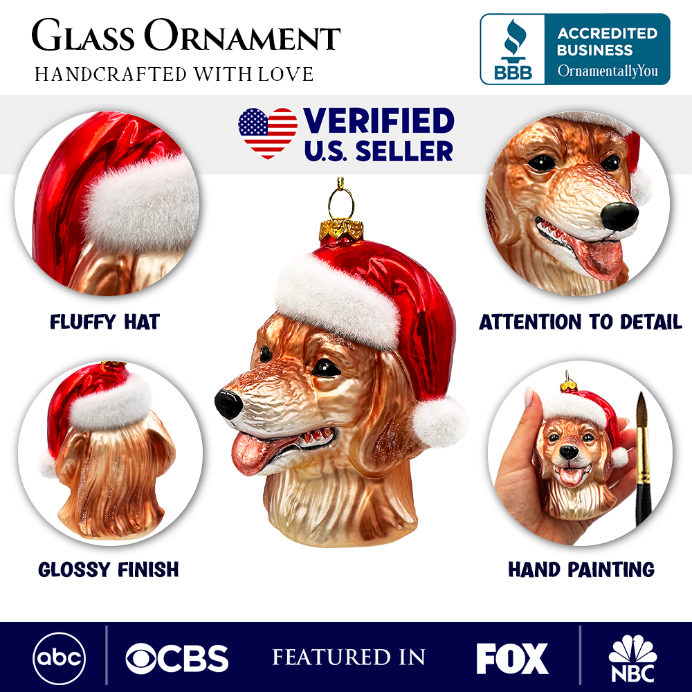 Golden Retriever Glass Christmas Ornament