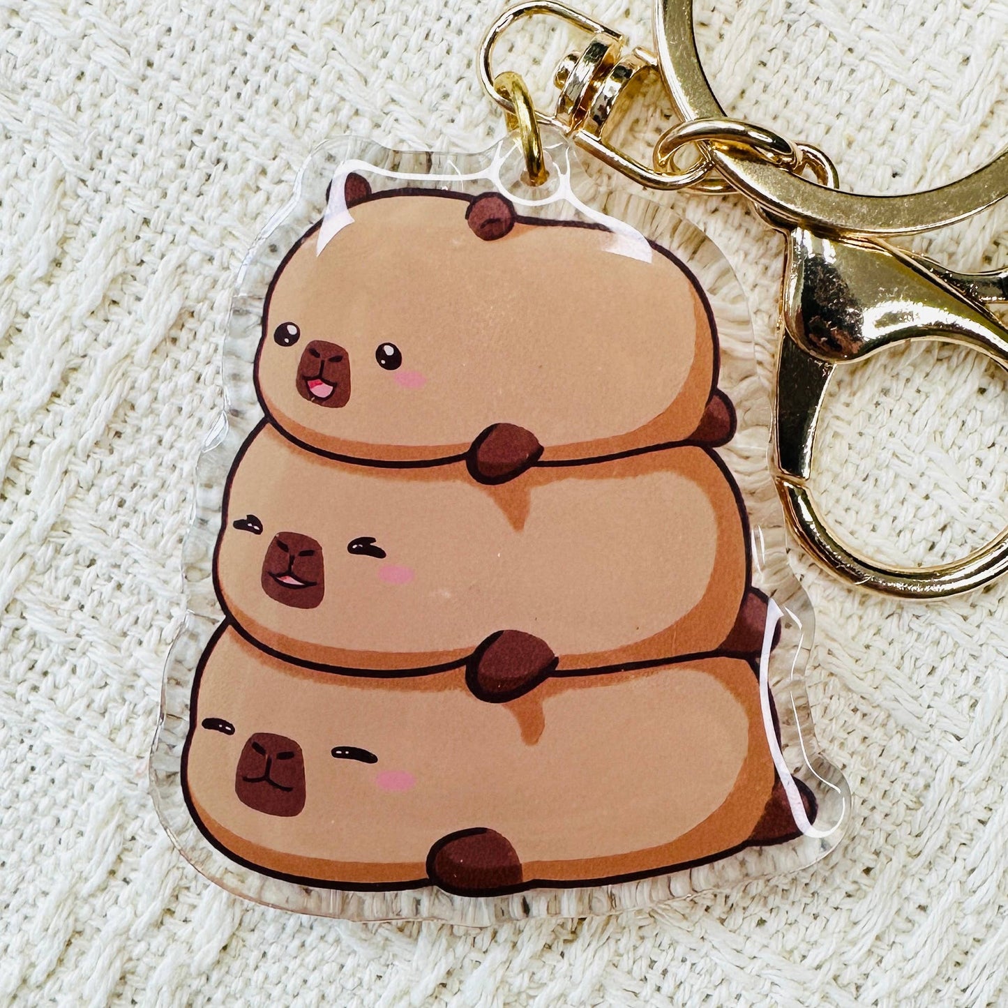 CapyFun - Capybara Acrylic Keychain Cute Kawaii Dumpling Boba Tea Coffee Ice Cream Reading Orange Ramen Foodie Hot Pot Holiday Gift For Her