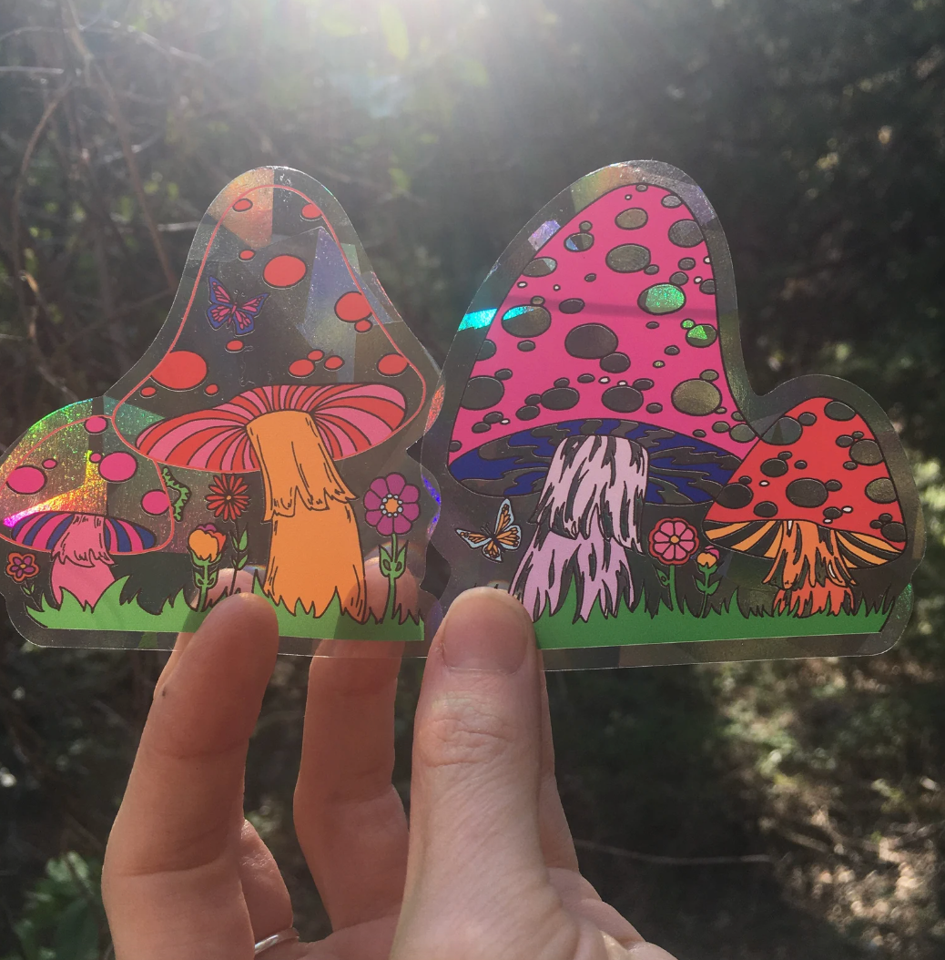 Mushroom Suncatchers Sun Catcher Window Sticker Rainbows