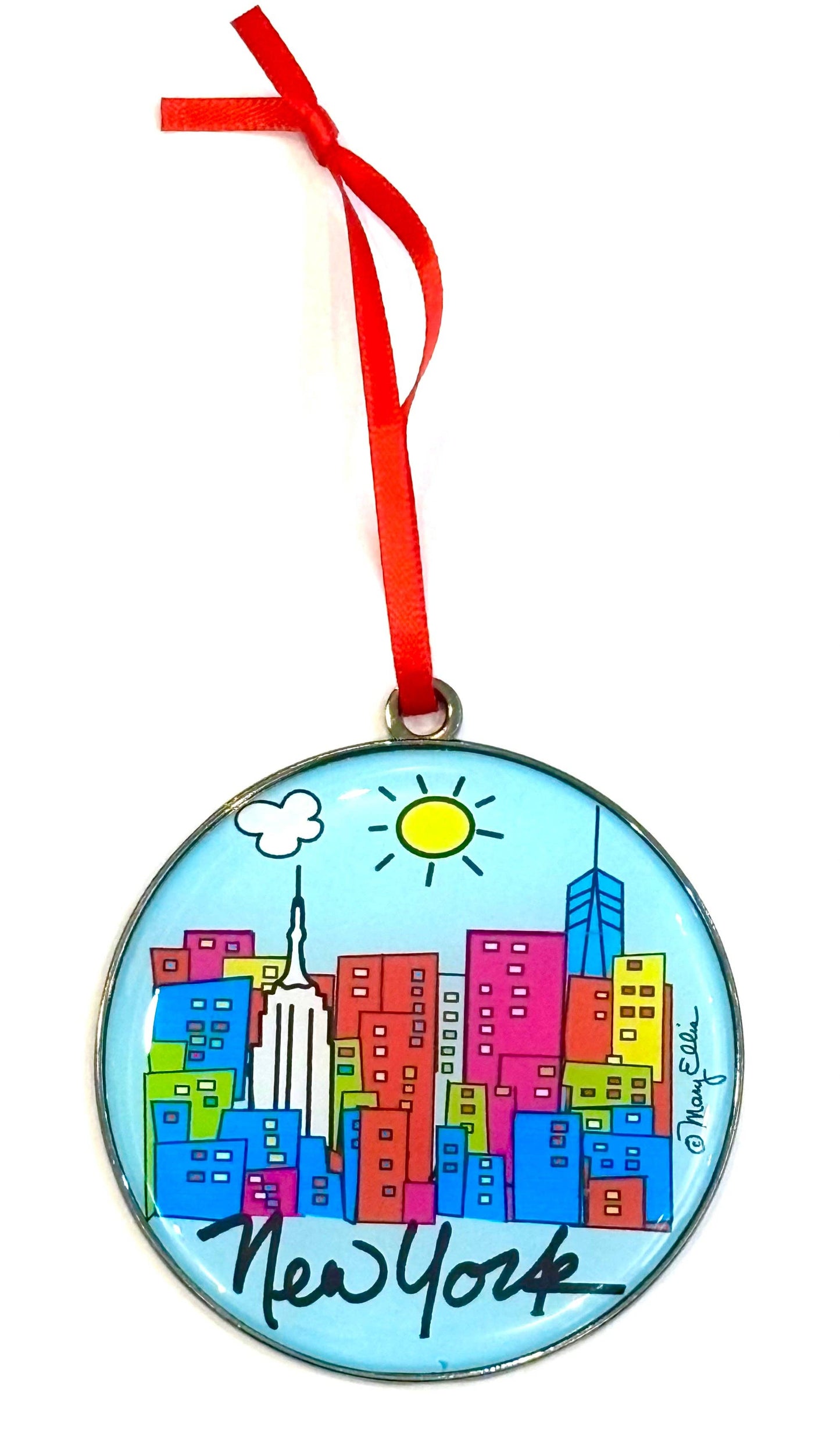 New York Christmas Holiday Dome Ornament Daytime Skyline