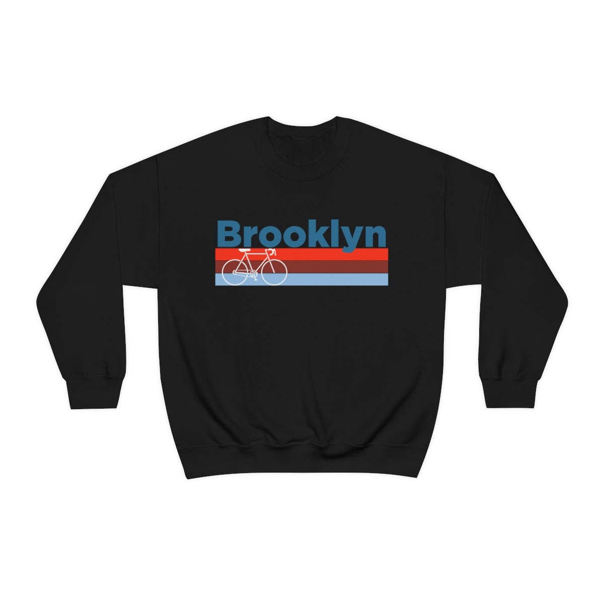 Hey Mountains - Brooklyn, New York Sweatshirt Retro Bike - Unisex Adult Crew