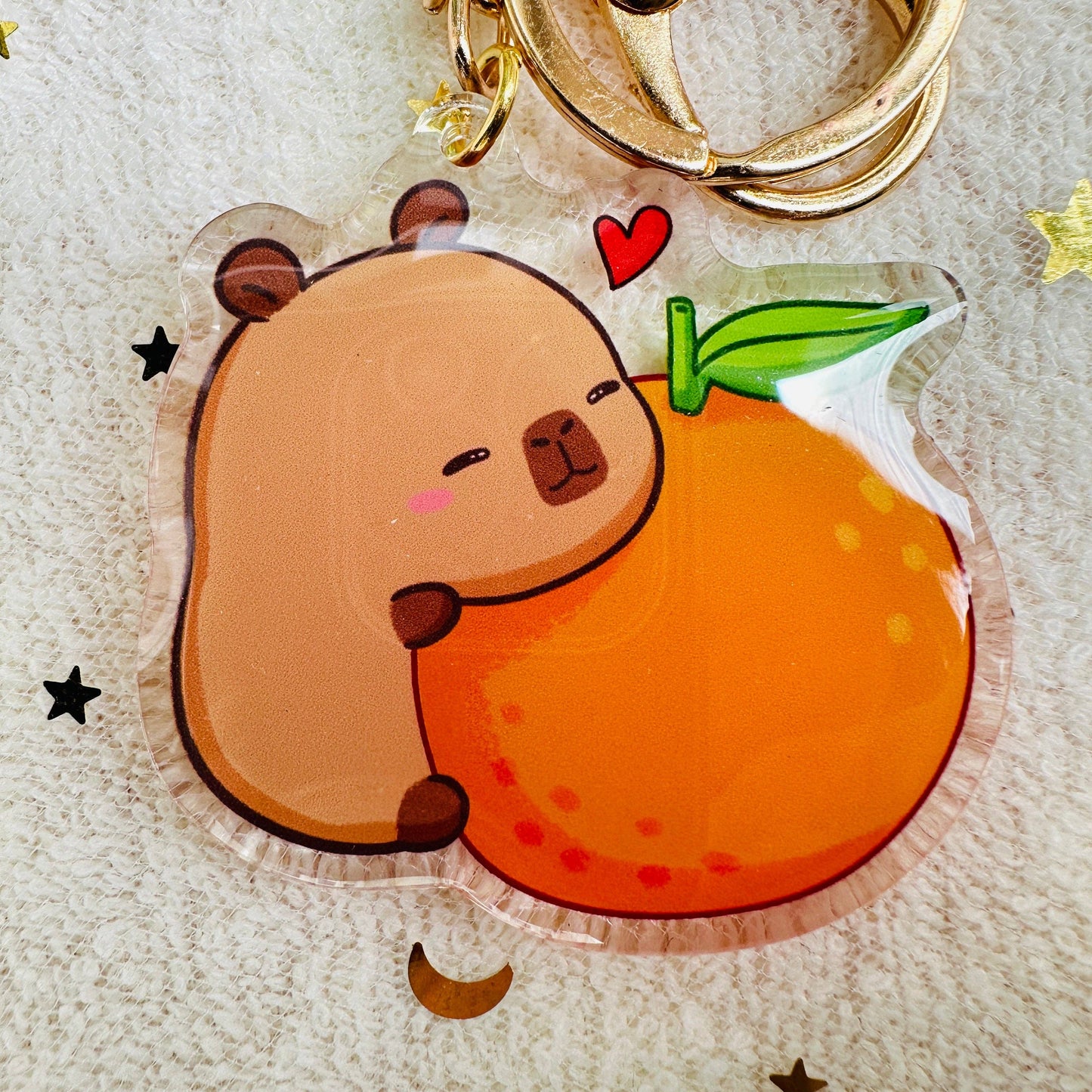 CapyFun - Capybara Acrylic Keychain Cute Kawaii Dumpling Boba Tea Coffee Ice Cream Reading Orange Ramen Foodie Hot Pot Holiday Gift For Her