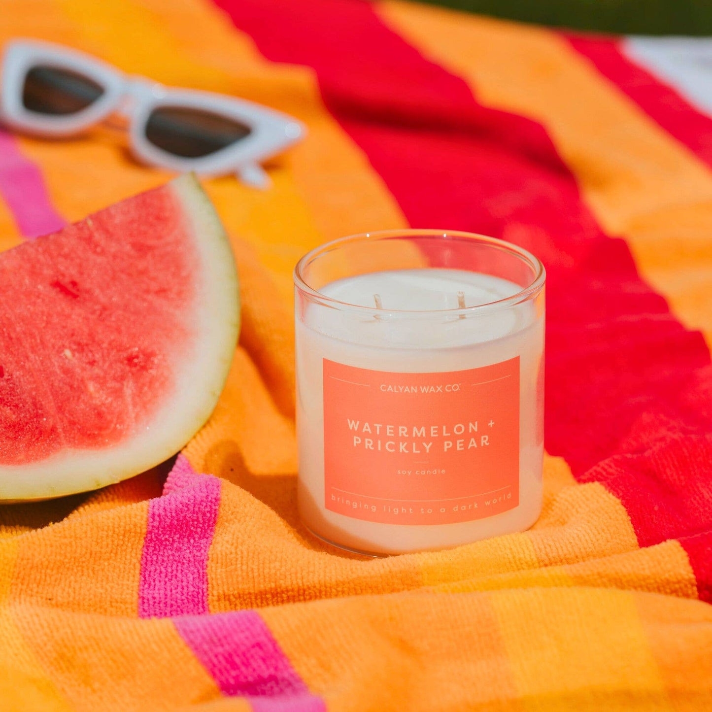 Calyan Wax Co. - Watermelon + Prickly Pear - Clear Glass Tumbler Soy Candle