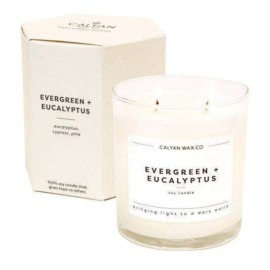 Evergreen + Eucalyptus - Glass Tumbler Soy Candle