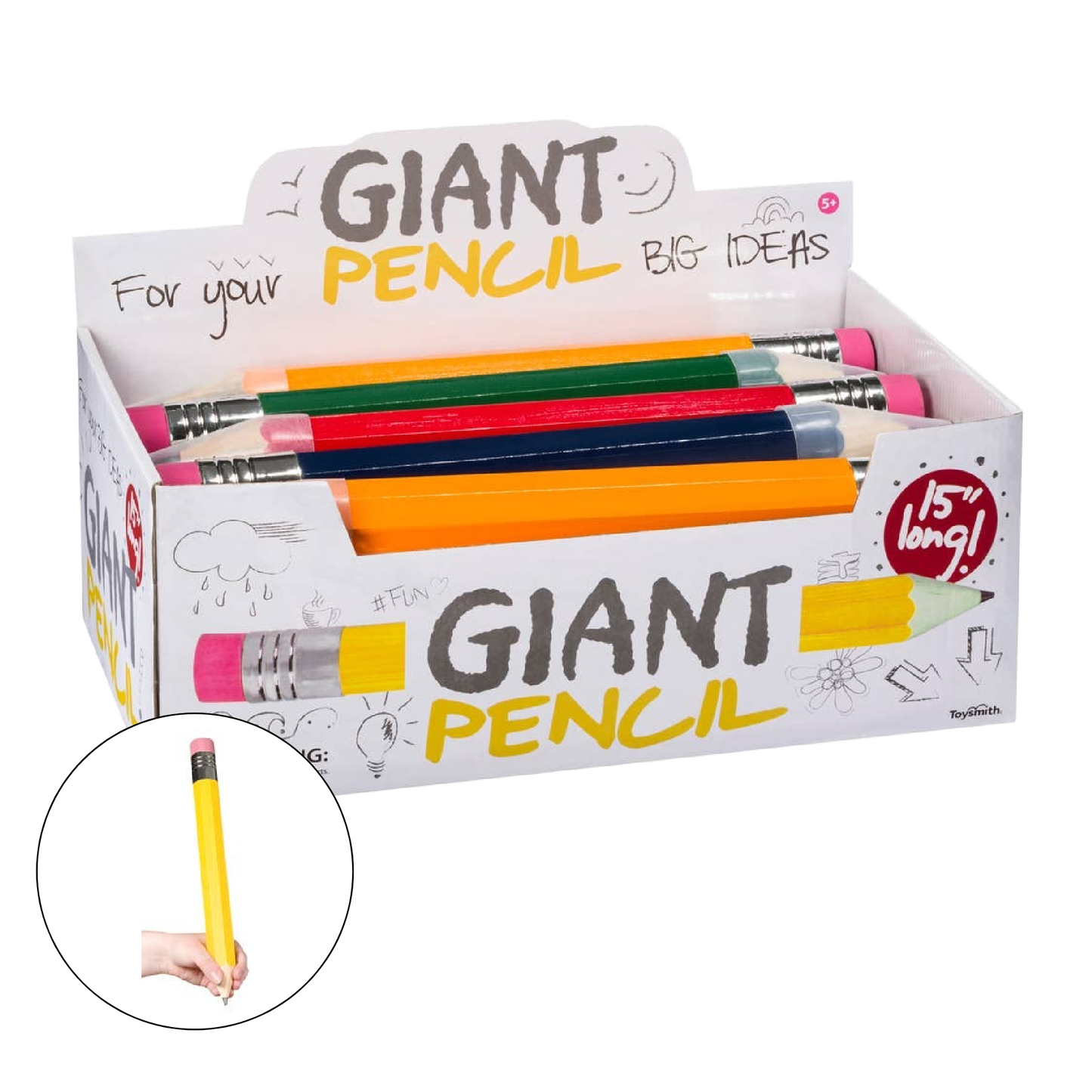 Giant Pencil, 15", Assorted Colors