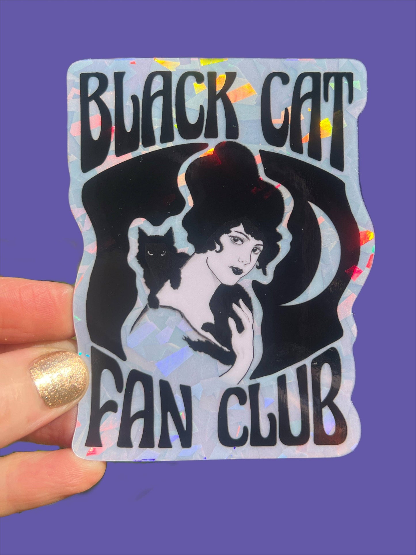 Black Cat Fan Club 3 Inch Holographic Sticker