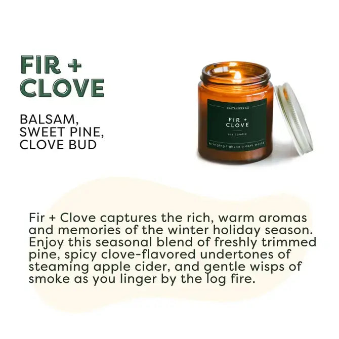Fir + Clove - Mini Amber Jar Soy Candle